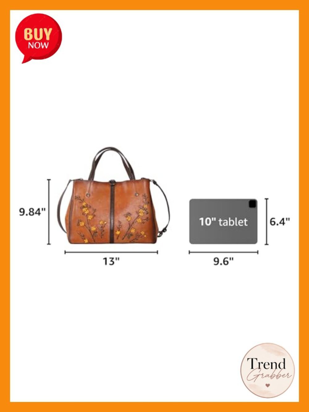 Genuine Leather Embossed Satchel Crossbody Handbag with Top Handle - Picture 2 of 6